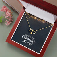 10k Solid Gold Heart Necklace, First Christmas Married Necklace, Interlocking Hearts Diamond Necklace, Romantic Holiday Present for Wife