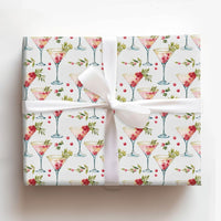 Holiday Martini Gift Wrap, Christmas Cocktail Wrapping Paper, Festive Christmas Cocktail Present Wrap, Elegant Holiday Present Paper Roll