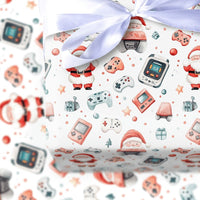 Retro Gaming Santa Gift Wrap, Gamer Christmas Wrapping Paper, Video Game Controller Wrapping Paper, Holiday Gamer Gift Wrap, Xmas Paper Roll