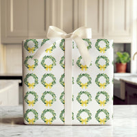 Yellow Bow Holiday Gift Wrap, Green Wreath Christmas Wrapping Paper, Watercolor Botanical Wrapping Paper, Birthday Party Gift Wrap Roll
