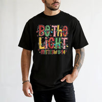 Matthew 5:14 Christmas Bible Verse Graphic Tee, Be the Light T-Shirt, Christian Faith Religious Scripture Shirt, Holiday Christian Tee