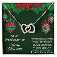 Cubic Zirconia Heart Pendant, Granddaughter Christmas Interlocking Hearts Necklace from Grandma, Surgical Steel Holiday Keepsake Jewelry