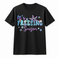 Retro Groovy Snowflake T-Shirt, It's Freezing Season Shirt, Adorable Winter Holiday Graphic Tee, Comfy Christmas Season Shirt, Womens Xmas Present