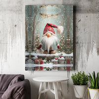 Snowy Winter Forest Canvas Print, Christmas Gnome Canvas Wall Art, Adorable Holiday Gnome Canvas Decor, Festive Xmas Wall Art
