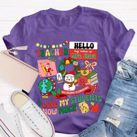 Custom I Love My Students Snow Much Shirt, Personalized Teacher T-Shirt, Christmas Teacher Tee, Custom School Name Holiday Graphic Shirt