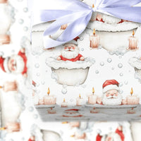Spa Day Christmas Gift Wrap, Bubble Bath Santa Wrapping Paper, Humorous Bathtub Santa Present Paper, Whimsical Holiday Gift Wrapping Paper