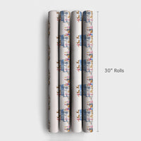 North Pole Elves Gift Wrap, Santa Workshop Wrapping Paper, Reindeer Watercolor Wrapping Paper, Whimsical Kids Christmas Wrapping Paper