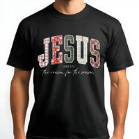 Plaid Buffalo Christmas Shirt, Jesus the Reason for the Season T-Shirt, Religious Christian Holiday Tee, Faith Bible Verse Xmas Top