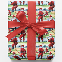 Holiday Sports Wrapping Paper, Baseball Santa Christmas Gift Wrap Paper, Santa Claus Present Paper Roll, Festive Xmas Present Wrap Paper