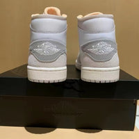 Retro Mid Top Sneakers, White Gray Colorway, Lace Up Design, Casual Gift for Sneaker Fans