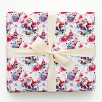 Watercolor Skater Santa Gift Wrap, Splatter Skateboarding Santa Wrapping Paper, Fun Christmas Present Wrap, Artistic Holiday Paper Roll