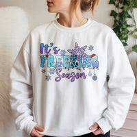 Snowflake Graphic Sweatshirt, It's Freezing Season Sweatshirt, Comfy Winter Holiday Crewneck, Christmas Winter Sweatshirt, Present for Her