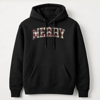Plaid Varsity Lettering Christmas Hoodie, Merry Christmas Hoodie, Retro Holiday Hoodie, Comfy Winter Graphic Sweatshirt, Present for Her