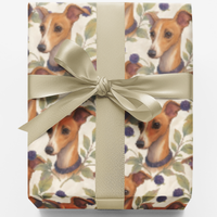 Botanical Dog Wrapping Paper, Italian Greyhound Wrapping Paper, Floral Pet Gift Wrapping Paper, Birthday Christmas Wrapping Paper Roll
