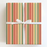 Red and Green Holiday Gift Wrap, Vertical Stripe Christmas Wrapping Paper, Retro Striped Wrapping Paper Roll, Festive Xmas Gift Wrap Paper