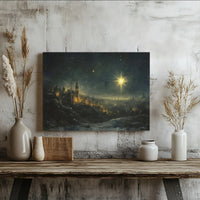Winter Cityscape Canvas Art, Star of Bethlehem Canvas Print, Holy Night Sky Canvas, Religious Christmas Decor Canvas, Holiday Wall Art Present