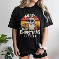 Humorous Christmas T-Shirt, Santa Drinking Beer Shirt, Retro Santa Graphic Tee, Sarcastic Holiday Shirt, Adult Humor Xmas Tee, Holiday Present