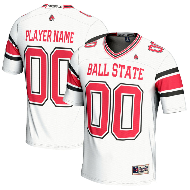 Ball State Cardinals NIL Pick-A-Player Football Jersey - White