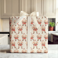 Muscular Bodybuilder Christmas Gift Wrap, Buff Santa Wrapping Paper, Humorous Gag Gift Wrapping Paper, White Elephant Paper Roll