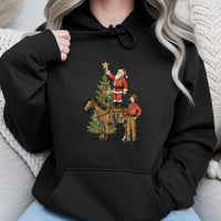 Vintage Santa Horse Hoodie, Western Christmas Cowboy Hoodie, Retro Western Holiday Pullover, Country Xmas Sweatshirt, Holiday Present