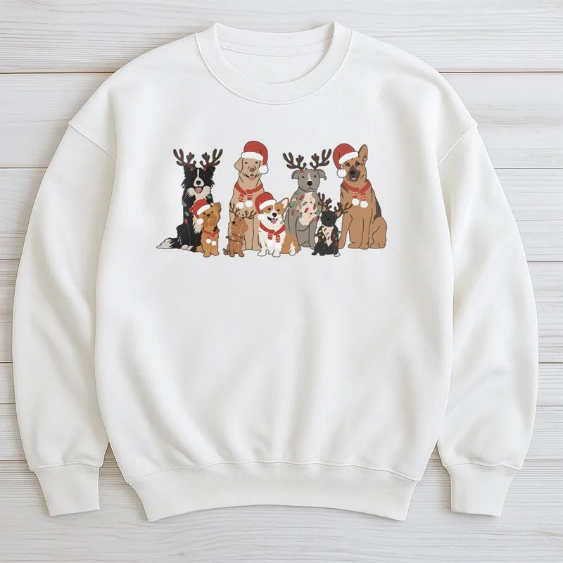 Festive Reindeer Dog Holiday Sweatshirt, Christmas Dog Sweatshirt, Adorable Pet Lover Xmas Sweatshirt, Winter Dog Mom Crewneck