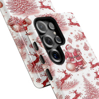 Vintage Red Santa Reindeer Case, Christmas Toile Samsung Galaxy Phone Case, Winter Snowflake Tough Phone Case, Holiday Xmas Present