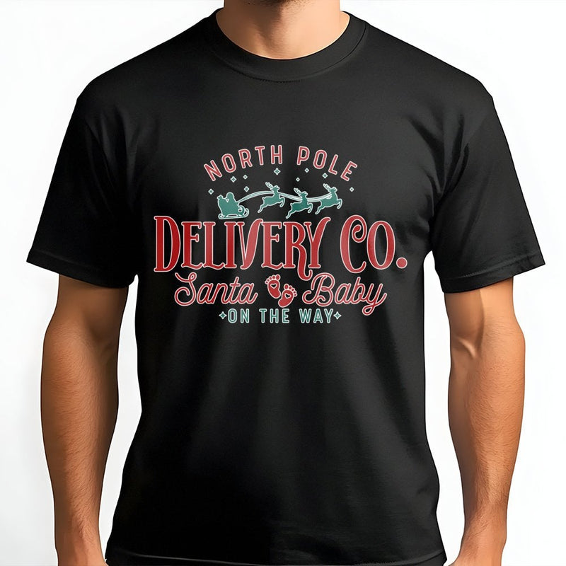 Santa Baby Pregnancy Announcement Shirt, North Pole Delivery Co T-Shirt, Adorable Expecting Parents Christmas Tee, Holiday Baby Reveal Shirt