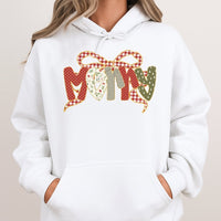Aesthetic Holiday Bow Pullover, Coquette Bow Merry Christmas Hoodie, Adorable Girly Christmas Sweatshirt, Festive Winter Coquette Present