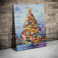 Impasto Oil Painting Canvas Print, Abstract Christmas Tree Canvas Art, Festive Holiday Canvas Wall Art, Winter Decor, Xmas Seasonal Present