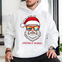 Tropical Christmas Sweatshirt, Key West Santa Beach Hoodie, Coastal Holiday Pullover Hoodie, Beach Santa Graphic Hooded Sweatshirt