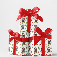 Santa Hat Dog Wrapping Paper, French Bulldog Christmas Wrapping Paper, Frenchie Holiday Gift Wrap, Dog Lover Wrapping Paper, Adorable Pet Wrap