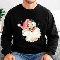 Retro Christmas Sweatshirt, Pink Santa Sweatshirt, Adorable Holiday Graphic Crewneck, Vintage Santa Xmas Pullover, Pink Santa Sweatshirt Present