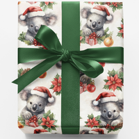 Adorable Festive Australian Animal Wrapping Paper, Koala Christmas Gift Wrap, Holiday Koala Bear Wrap Paper Roll, Kids Animal Xmas Present Paper