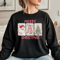 Retro Santa Claus Holiday Tree Crewneck, Merry Christmas Sweatshirt, Vintage Xmas Graphic Sweater, Comfy Winter Season Pullover