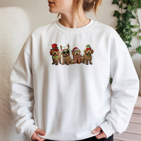 Santa Hat Dog Holiday Crewneck, Goldendoodle Christmas Sweatshirt, Festive Adorable Puppy Sweater, Dog Mom Xmas Pullover, Pet Lover Present