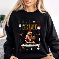 F Caw F Christmas Sweatshirt, Humorous Santa Chicken Sweatshirt, Ugly Xmas Party Sweater, Sarcastic Farm Animal Holiday Sweatshirt, Xmas Present