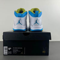 High Top Sneakers, White Blue Yellow Colorway, Leather Footwear, Lace Up Design, Casual Gift for Sneaker Fans