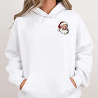 Classic Christmas Pocket Hoodie, Vintage Santa Claus Hoodie, Retro Santa Graphic Sweatshirt, Comfy Holiday Hoodie, Winter Xmas Present for Him