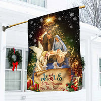 Nativity Scene Christmas Yard Flag, Jesus Is the Reason for the Season Garden Flag, Double Sided Christian Flag, Winter Holiday Yard Decor