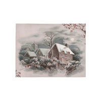 Vintage Snow Scene Hallway Runner Rug, Winter Cottage Runner Rug, Christmas Holiday Runner Rug, Comfy Home Floor Carpet