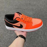 Low Top Basketball Shoes, Black Orange Colorway, Lace Up Design, Casual Gift for Shoe Lovers