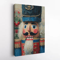 Holiday Nutcracker Canvas Print, Nutcracker Christmas Canvas Wall Art, Oil Painting Texture Wall Art, Winter Festive Canvas Decor, Xmas Present