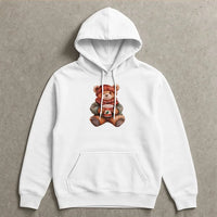 Adorable Holiday Coffee Teddy Hooded Sweatshirt, Christmas Bear Hoodie, Comfy Winter Bear Hoodie, Festive Teddy Bear Sweatshirt