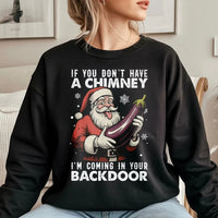 Rude Eggplant Chimney Sweatshirt, Humorous Santa Christmas Sweatshirt, Adult Humor Holiday Crewneck, Rude Xmas Sweater, Adult Sweatshirt Present