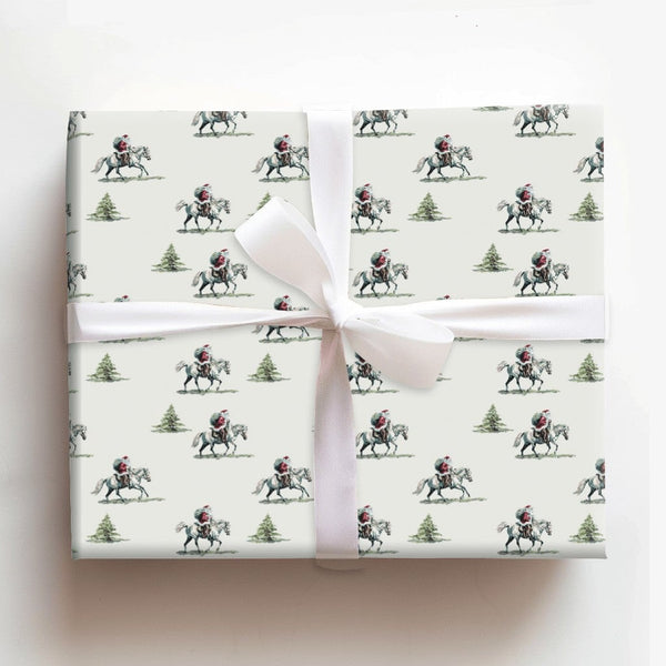 Vintage Horseback Gift Wrap, Equestrian Santa Wrapping Paper, Horse Lover Christmas Wrapping Paper, Holiday Gift Wrap