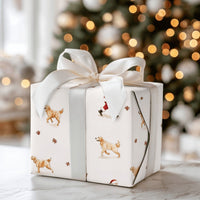 Christmas Santa Dog Gift Wrap, Golden Retriever Wrapping Paper, Watercolor Holiday Present Wrapping Paper, Adorable Puppy Xmas Holiday Gift Wrap
