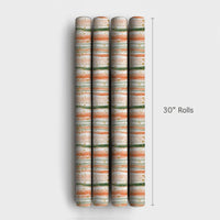 Coral and Green Holiday Gift Wrap, Watercolor Stripe Wrapping Paper, Modern Abstract Wrapping Paper, Artistic Christmas Wrapping Paper Roll