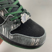 Low Top Sneakers, Black Green Gray Colorway, Lace Up Design, Casual Gift for Sneaker Fans