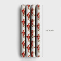 Vintage Christmas Gift Wrap, Santa Driving Red Car Wrapping Paper, Retro Watercolor Holiday Wrapping Paper, Festive Xmas Gift Wrap Roll