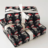 Santa Hat Gothic Gift Wrap, Spooky Skeleton Christmas Wrapping Paper, Creepy Holiday Season Wrapping Paper, Alternative Xmas Gift Wrap Roll